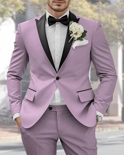 Slim Fit 2 Piece Tuxedo Suits for Men Wedding Prom One Button Peak Lapel Blazer Jacket Pants Suit Set3