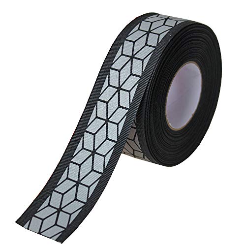 JINBING Silver Sew On Reflective Ribbon Tape for Chothing Safety Fabric Webbing Trim Strip 10yard (Black)