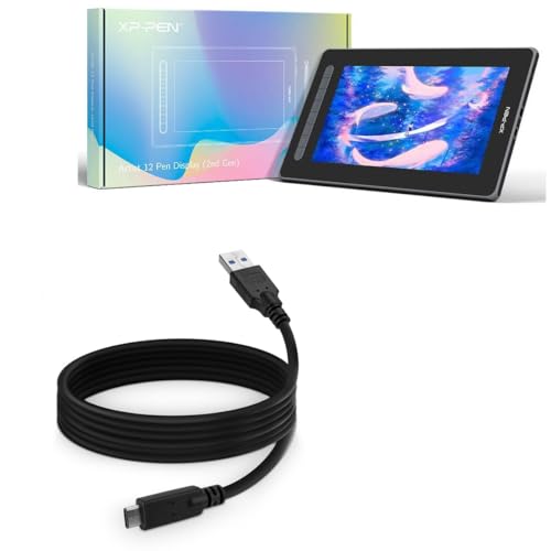 BoxWave Cable Compatible with XP-Pen Artist 12 (Gen 2) - DirectSync - USB 3.0 A to USB 3.1 Type C, USB C Charge and Sync Cable - 6ft - Black