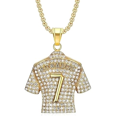 VNIDJGB Jersey Number 7 Pendant Necklace, Diamond Football Necklace, Number 7 Men's Hip Hop Soccer Diamond Jersey Pendant Collarbone Chain Cover