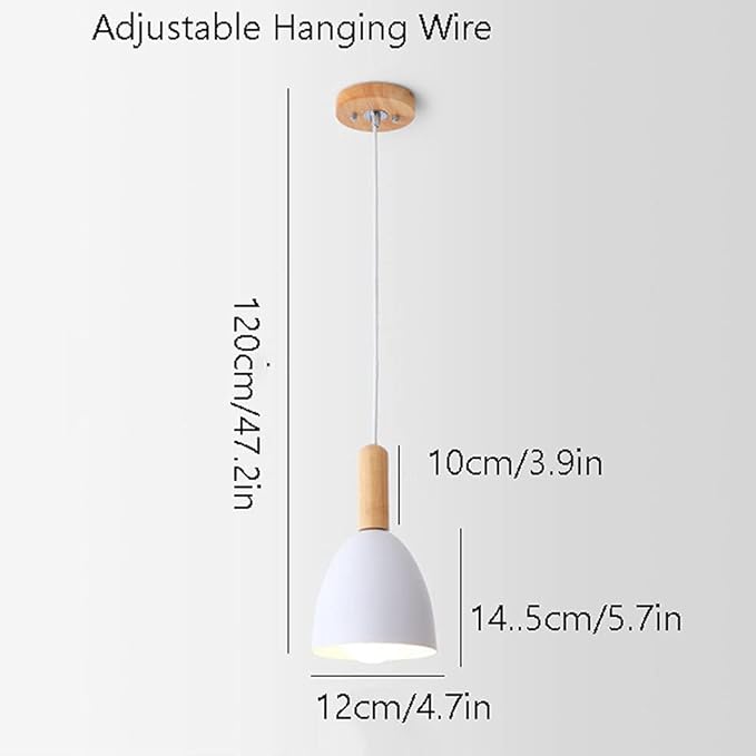 LQZCXMF Driekoppige Eetkamerkroonluchter In Scandinavische Stijl Slaapkamer Nachtkastje Kleine Hanglamp Houten Enkele Kop Metalen Lampenkap E27 Voet Retro Industriële Lamp Voor Keuken, photo 3