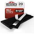 X-Protector Felt Furniture Pads - 20 PCS 6 x 1/2" - Premium Felt Strips with Adhesive Backing - Rectangular Furniture Pads for Hardwood Floors - Cut Furniture Felt Pads to Size You Need! (Black)