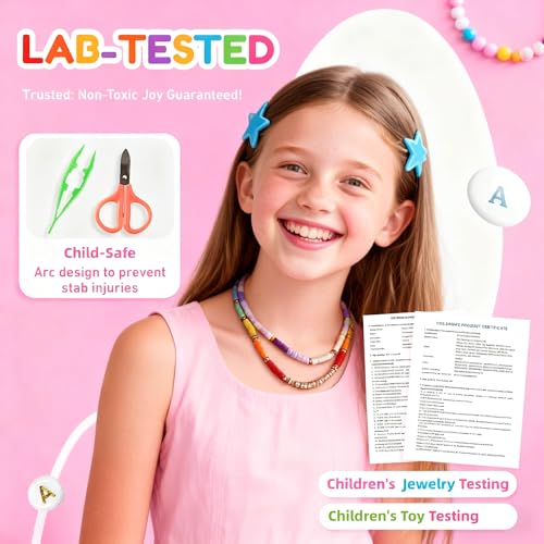 Fournine 5300 Pcs Clay Beads Friendship Bracelet Making Kit, Preppy Flat Polymer Heishi Beads for Jewellery Making Kit, with Charms DIY Craft Gifts for Teen Girls - Image 7