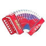 Coghek Red Mini Accordion For Kids 10-Key Button Compact Accordion Durable Musical Toy For Beginners