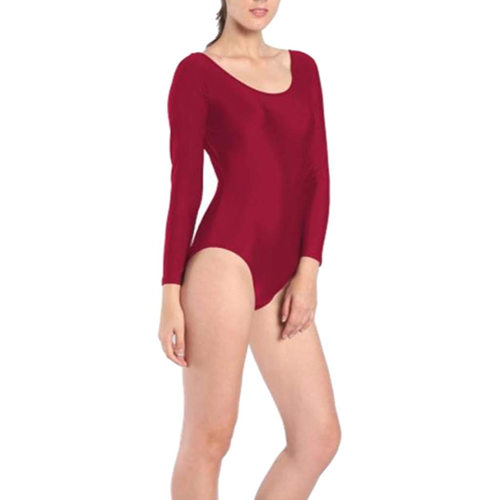 ™ Women Gymnastics Leotards Long Sleeve Dance Athletic Bodysuit L Burgundy | Jumpsuits & Rompers | Womens Clothing-image-37