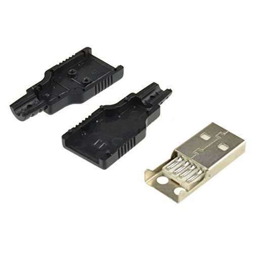 ILS - 10 pezzi USB2.0 MASCHIO Tipo connettore 4-pin adattatore connettore Jack con copertura in plastica nera (10x USB) (10x USB Maschio)