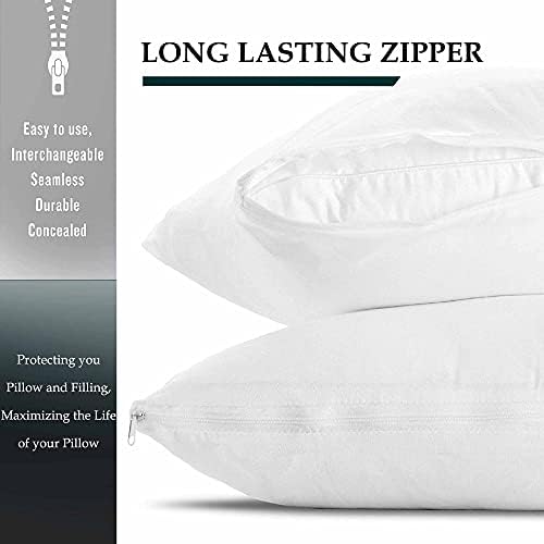Textiles101 6 Pillow Protectors with Zip, 100% Cotton White, Handmade Pillows, Pure Quality, Chill Pillows for sleeping, Pillowcase set, Anti-Bacterial Pillowcases, Pillow anti- allergy, 74 cm*48cm