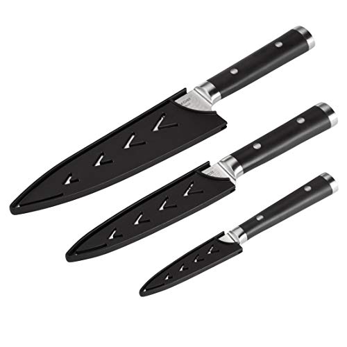 Anolon Imperion Damascus Steel Cutlery Chef Knife Set, 3-Piece, Small, Black #TOP1