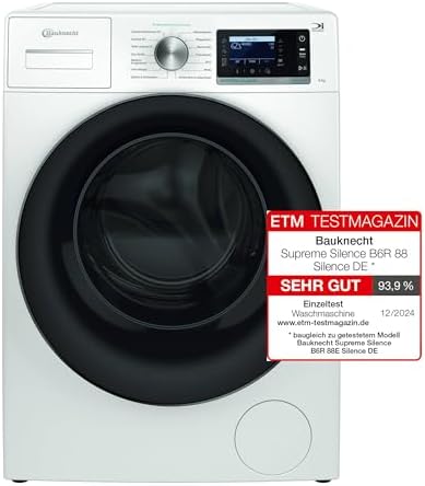 Bauknecht Waschmaschine 8kg, Stiftung Warentest GUT (2,4)*, Supreme Silence, EEK A-20%, 1400 U/min, ZEN-Motor, Besonders leise, Dampftechnologie, B6R 88 SILENCE DE, Weiß