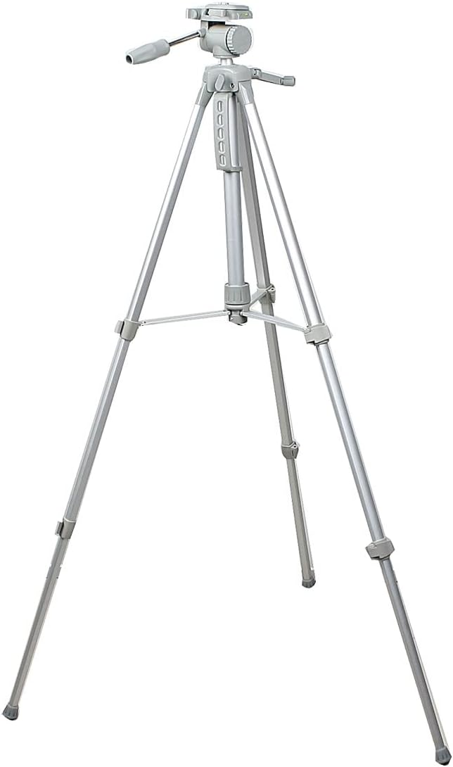 Silver Tone Gray 3 Way Head Camera Video Camcorder Aluminum Alloy Tripod Support 4.9Ft