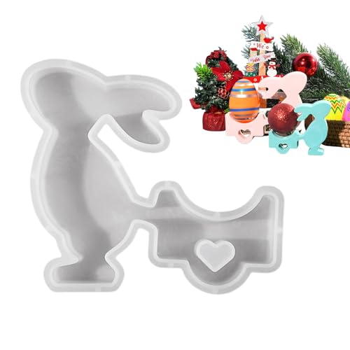 Lnhgh Molde de jabón de conejo animal, moldes de conejo para fundición de resina, conejo tirando de epoxi Molde de fabricación de resina, herramienta de decoración de Pascua para bodas