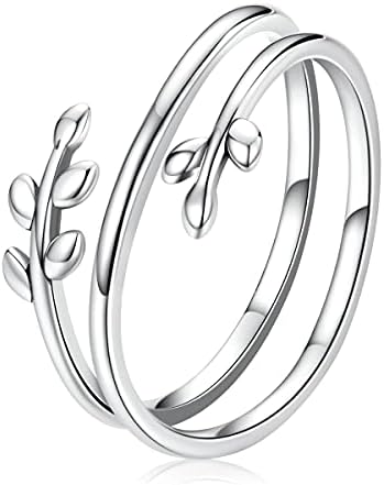 FOREVER QUEEN Adjustable Rings Women Thumb Rings Open Finger Lucky Rings Olive Leaf 925 Sterling Silver Rings For Women Wedding Rings Engagement Anniversary