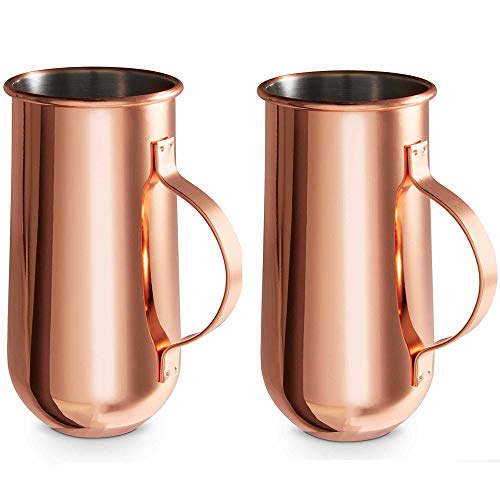 VonShef Set of 2 Copper Mugs with Handle – Ideal for Hot