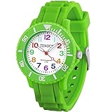 TENOCK Kinder Analog Quarzuhr Kinder Armbanduhr Kids Lernuhr 30M wasserdichte Uhr Kinder Junge Armbanduhr Mädchen für Outdoor-Sport und Schulzeit (Grün)
