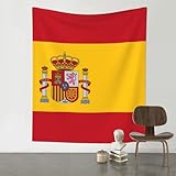 QAZWZML Wandteppich mit spanischer Flagge, bedruckt, 152,4 x 130,9 cm, dekorativer Teppich, geeignet für Sofas, Picknick-Matten, Tagesdecken