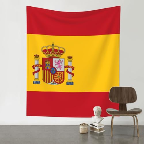 QAZWZML Wandteppich mit spanischer Flagge, bedruckt, 152,4 x 130,9 cm, dekorativer Teppich, geeignet für Sofas, Picknick-Matten, Tagesdecken