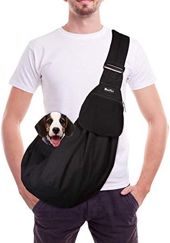 SlowTon Pet Carrier, Doggie Watrproof Cat Hand Free Sling Carry Dog Papoose Carrier Adjustable Padded Shoulder Strap Tote Bag with Front Pocket Safety Belt Outdoor Traveling Puppy Carrying