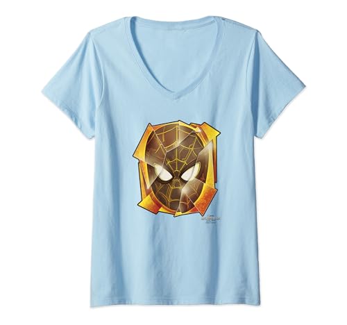 T-shirt Spider-Man femme col V Marvel No Way Home Shattered Mask noir