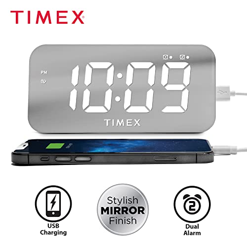 Timex Alarm Clock With Usb Charger (5W) And Large Display, Digital Alarm Clock For Bedroom Includes 100-240V Universal Power Adapter (T1320) #TOP26