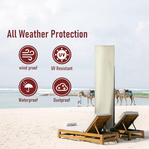 image for Vainlley Patio Umbrella Cover Waterproof Umbrella Cover with Rod Outdo