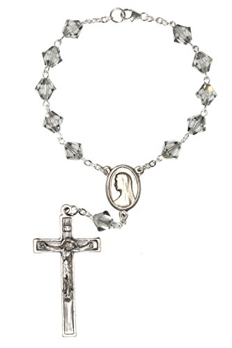 One Decade Auto Rosary Made With Black Diamond Colored Austrian Crystals #TOP11
