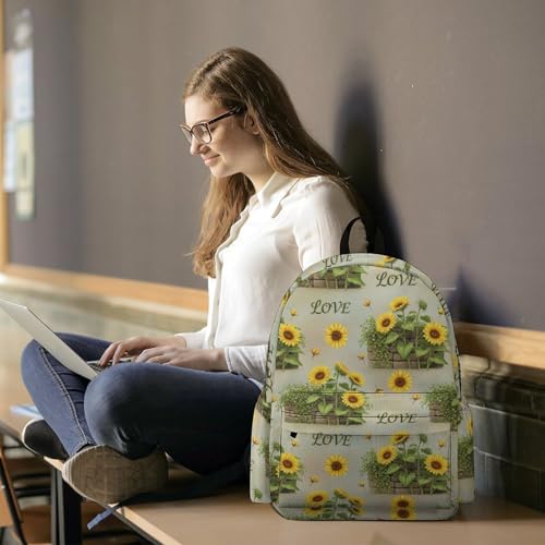 Sac à dos ordinateur portable allégeant la charge avec style tournesol rétro - 7