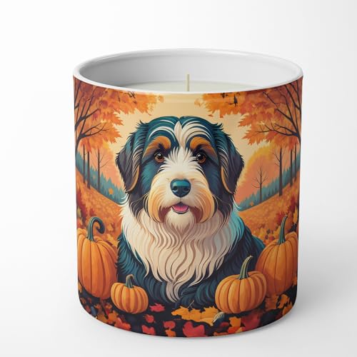 Caroline's Treasures DAC1015CDL Bearded Collie Fall Decorative Soy Candle Nature Soy Wax Essential Oil Home Decor Ideal for Bedroom Kitchen Bath Office Gift, 10 oz