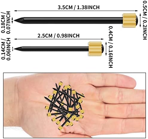 Grevosea 50pcs Pictures Hanging Nails 1.4 MM Brass Head Nails with Plastic Storage Box Picture Hanging Nails for Picture Frame Hangers Load Capacity 5-30 Lbs (2 Sizes)