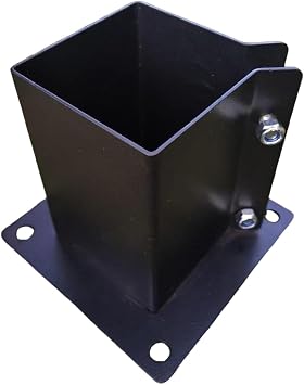 6x6 Inches Wood Posts Base Cover, Inner Size 5.5"x5.5", 1 Pack Fence Post Support Square Black Metal Brackets, Bolt Down Post Base Bracket for Anchor Fences, Carport, Pergola