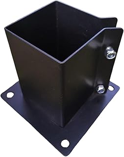 6x6 Inches Wood Posts Base Cover, Inner Size 5.5"x5.5", 1 Pack Fence Post Support Square Black Metal Brackets, Bolt Down Post Base Bracket for Anchor Fences, Carport, Pergola