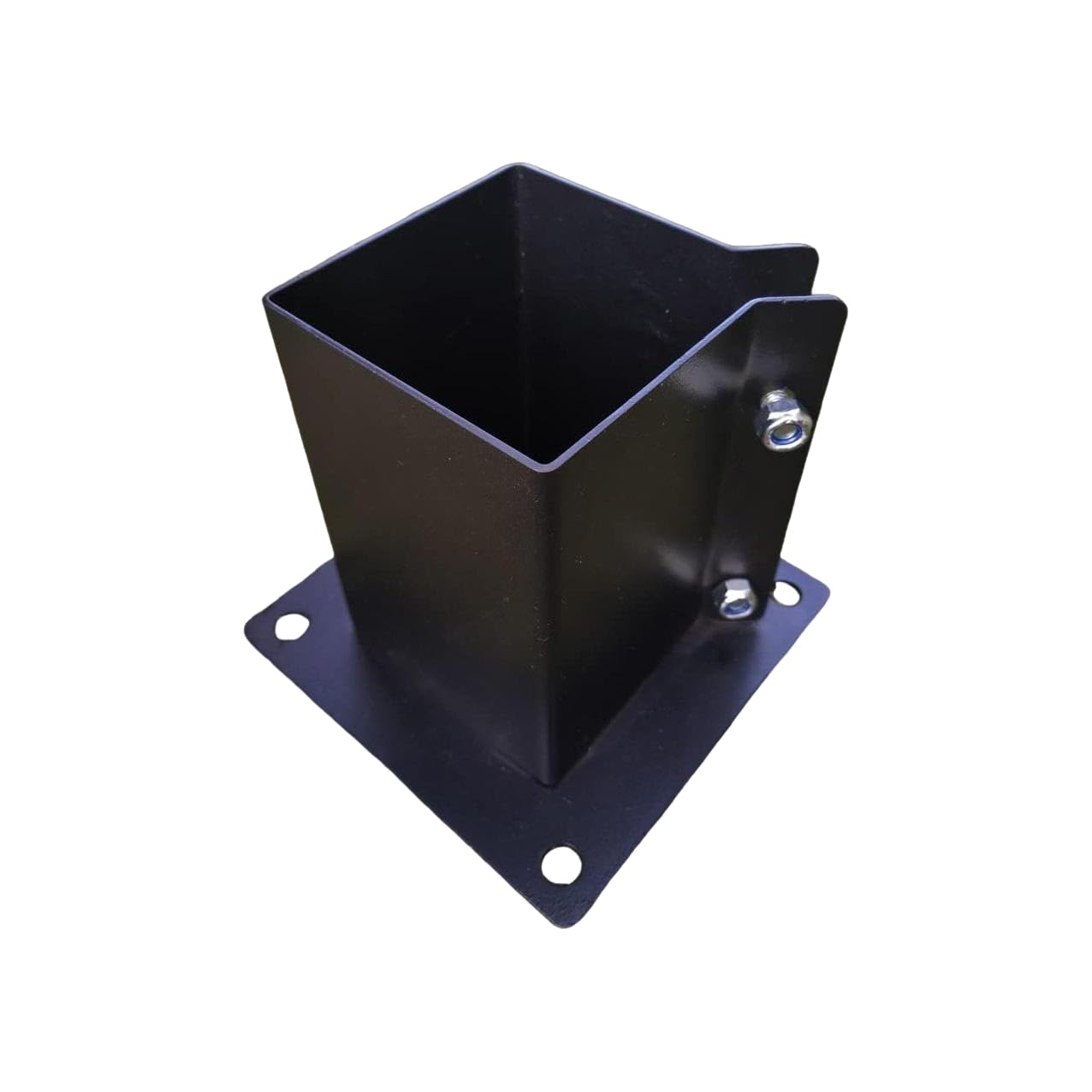6x6 Inches Wood Posts Base Cover, Inner Size 5.5"x5.5", 1 Pack Fence Post Support Square Black Metal Brackets, Bolt Down Post Base Bracket for Anchor