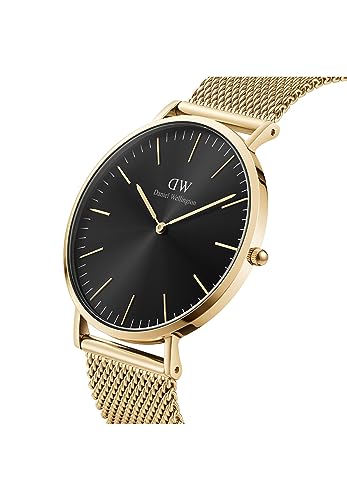 Image of Daniel Wellington Classic Men's Watch - 40mm Case, Japanese Quartz Movement, Mesh Stainless Steel or Leather Strap, Water Resistant, Analog Watch for Men