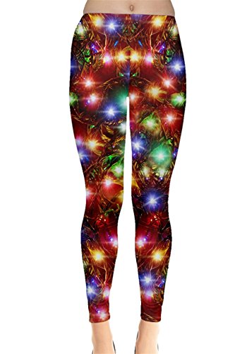 CowCow Womens Xmas Lights Leggings, Xmas Lights - M