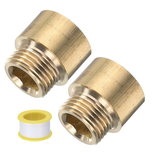 Image of sourcing map 2 Pcs Shower Head Extension Arm 20mm Length Brass Shower Head Extender G1/2 Male to G1/2 Female Thread Straight Pipe Fitting Pipe Extension for Bathroom, Brass