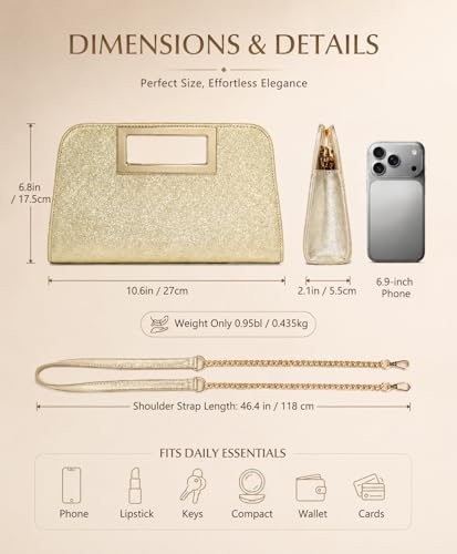 Image of VASCHY Clutch Purse for Women,Fashion Vegan Leather Cut-Out Handle Evening Handbag Crossbody Shoulder Bag for Wedding,Party