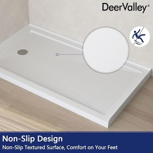 Image of DeerValley 60 inchL X 34 inchW Left Drain Shower Base in White