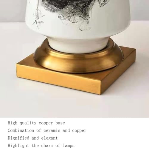 Table lamp nightstand lamp Handmade Glaze lamp Body Bedside lamp Brass Base Ceramic Table lamp Modern Bedroom Living Room Sofa Table Lamps Farmhouse Coastal Lamps Table lamp - Image 3