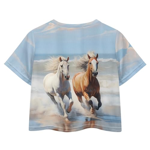 Crop Tops for Girls 5-14 Summer T Shirts for Girls Graphic Tees Casual Beach Short Sleeve Kids2