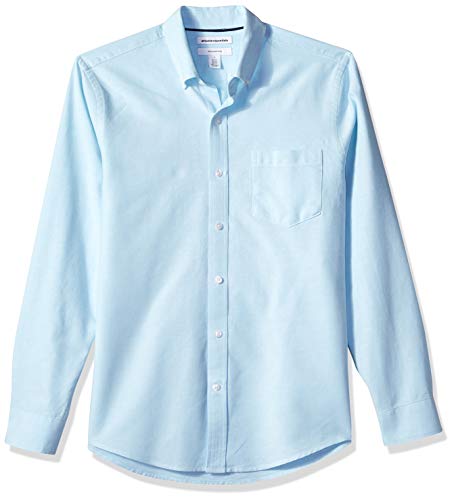 Amazon Essentials Men's Slim-Fit Long-Sleeve Solid Pocket Oxford Shirt, Aqua, X-Large