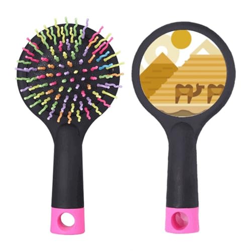 Brosse à cheveux démêlante égypte avec coussin pneumatique vert et jaune