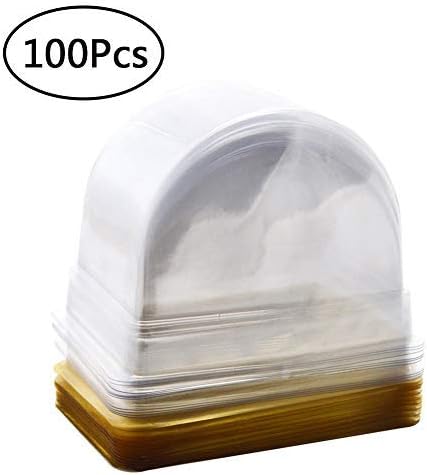 100 Pcs Roll Cake Box Set Single Personal Swiss Roll Container with Clear Dome Plastic Muffin Cheese Pastry Dessert SuShi Fruits Display Food Storage Holder 2.7x3.9x2.9in (Gold)