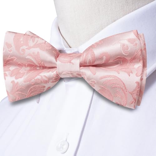 Image of Dubulle Mens Paisley Striped Bowtie Set Pre-tied Bowtie for Men and Pocket Square Set Wedding Business