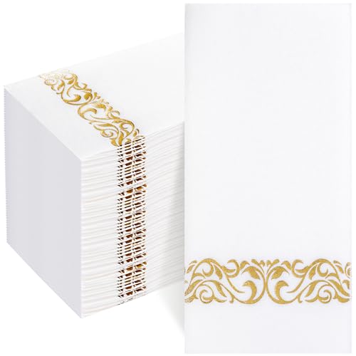 Joyido 50Pack Gold Paper Napkins Disposable Hand Towels for Wedding Party