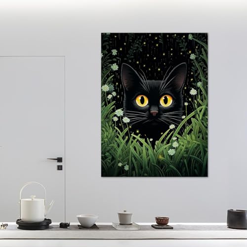 Impression bohème chat moderne pour décoration murale de chambre et salon 70x90