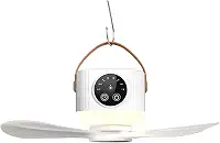 Ventilador de Teto com Luz para Barraca Camping USB Portátil Controle Remoto 3 Ventiladores Desmontáveis Bateria 3600mAh Função Timer 4 Velocidades Ventilação Ajustáveis Acampamento e Dormitório
