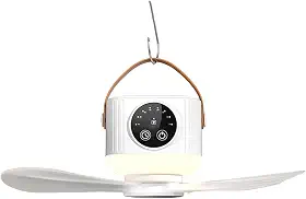 Ventilador de Teto com Luz para Barraca Camping USB Portátil Controle Remoto 3 Ventiladores Desmontáveis Bateria 3600mAh Função Timer 4 Velocidades Ventilação Ajustáveis Acampamento e Dormitório