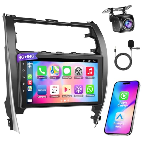 10.2 Inch QLED Touch Screen Car Radio for Toyota Camry 2012 2013 2014 with Carplay and Android Auto,Android 13 4G+64G Camry Stereo Support Bluetooth,WiFi,GPS,FM Radio,Backup Camera