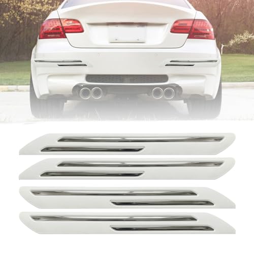 Image of FABTEC Universal Car Bumper Protector Set of 4 for All Cars (Double Chrome, White)