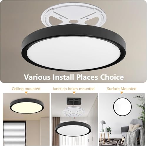 OFFIY 6PK Dimmable 15.8 Inch Led Ceiling Light Flush Mount, 34W, 3060LM, 3000K/3500K/4000K/5000K/6500K CCT, 0.98" Super Slim Close to Ceiling Round Flat Panel Light for Hallway,Kitchen ect, Black by OFFIY - Image 7