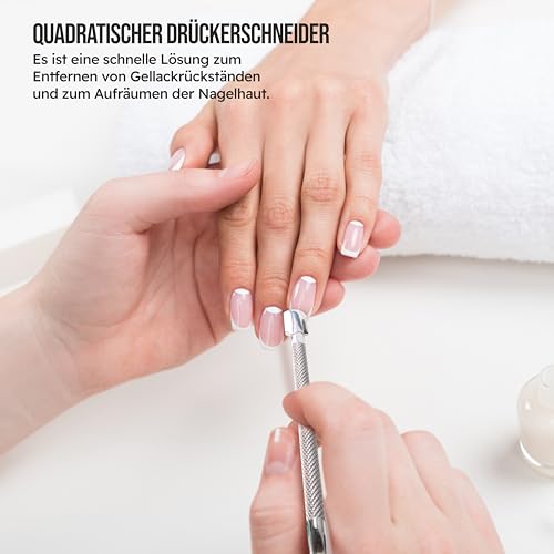 Armiz Nagelhautschieber Edelstahl 2 in 1, Aus Vollmetall Cuticle Pusher Gel Nagellack Entferner, Profi Nagelschieber für Maniküre und Pediküre